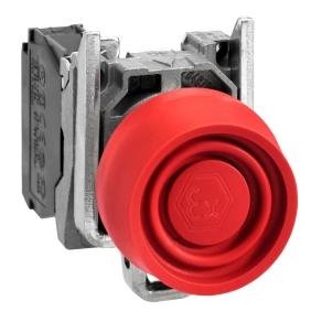   Schneider Electric Harmony XB4 - ATEX D - XB4BPS42EX - komplett nyomógomb, Ø22, fém, 1NC, piros, színes védőspkával