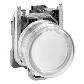   Schneider Electric Harmony XB4 - ATEX D - XB4BP181EX - komplett nyomógomb, Ø22, fém, 1NO, fehér, átlátszó védőspkával, címke tartóval