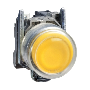   Schneider Electric Harmony XB4 - ATEX D - XB4BP583B5EX - komplett világító nyomógomb, Ø22, fém, 1NO, sárga, átlátszó védősapkával, 24VAC/DC