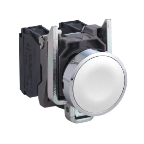   Schneider Electric Harmony XB4 - XB4BA11 - komplett fém nyomógomb, Ø22, visszatérő, 1NO, fehér