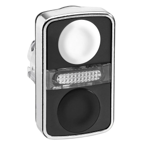  Schneider Electric Harmony XB4 - ZB4BW7A1720 - fém világító kettősfejű nyomógomb fej, Ø22, visszatérő, 1 fehér 1 fekete nyomógomb