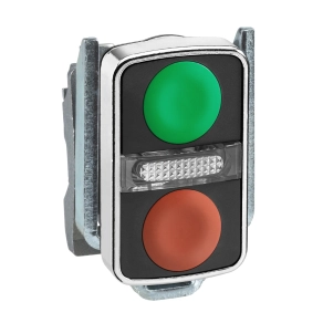   Schneider Electric Harmony XB4 - ZB4BW7A3740 - fém világító kettősfejű nyomógomb fej, Ø22, visszatérő, 1 zöld 1 piros nyomógomb