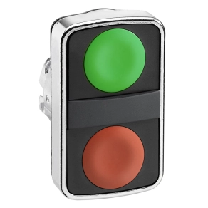   Schneider Electric Harmony XB4 - ZB4BA7340 - fém kettősfejű nyomógomb fej, Ø22, visszatérő, 1-1 zöld/piros nyomógomb