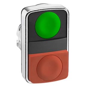  Schneider Electric Harmony XB4 - ZB4BL7340 - fém kettősfejű nyomógomb fej, Ø22, visszatérő, 1 zöld 1 piros kiemelkedő nyomógomb