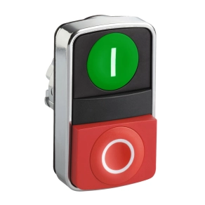   Schneider Electric Harmony XB4 - ZB4BL7341 - fém kettősfejű nyomógomb fej, Ø22, visszatérő, 1 zöld "I" 1 piros "O" kiemelkedő nyomógomb