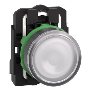 Schneider Electric Harmony XB5 - XB5AW31B1 - komplett műanyag LED világító nyomógomb, Ø22, visszatérő, 1NO, 24VAC/DC, fehér