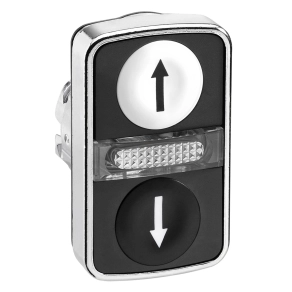   Schneider Electric Harmony XB4 - ZB4BW7A1724 - fém világító kettősfejű nyomógomb fej, Ø22, visszatérő, 1-1 fehér/fekete fel/le nyíl nyomógomb