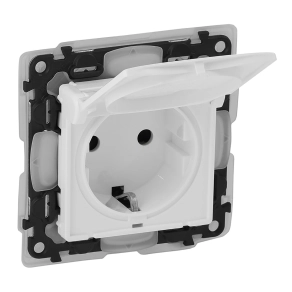   Legrand Valena Life 2P+F csatlakozóaljzat biztonsági zsaluval, csapófedéllel, IP44 fehér - 753119