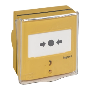   Legrand kézi jelzésadó tűzoltó rendszerhez, sárga RAL 1032, 1 váltóérintkezővel-5A-24V=, IP30-IK07 - 138025