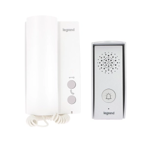   Legrand 3-vezetékes BASIC audió kaputelefon szett: bővíthető 1 lakásos, beépített tápegységgel, fehér - 369500