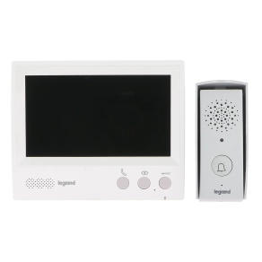   Legrand 4 vezetékes BASIC videó kaputelefon szett: színes videó (7''), bővíthető 1 lakásos, beépített tápegységgel, fehér - 369580
