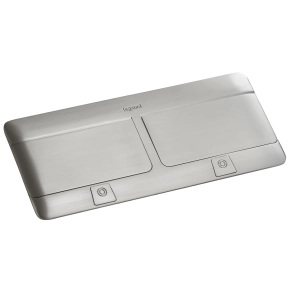   Legrand Pop-up doboz bútorlapba, üres, 8 modul, rögzítőkerettel és kábeltartó dobozzal, rozsdamentes acél - 654003