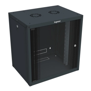   Legrand fali rackszekrény 19col 15U, 758x 600x 450, antracit, egyrészes üvegajtós - 646253