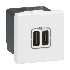   Legrand Program Mosaic kettős USB-A és USB-C-230 V-5 V, 2 modul, fehér - 77592