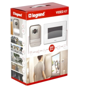   Legrand 2 vezetékes színes videó kaputelefon szett, 1 v. 2 lakásos, 7"-os fehér beltéri egységgel - 369230