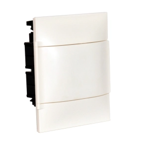   Legrand PractiboxS 1 sor 8 modul, téglafalba süllyeszthető kiselosztó(650°C), fehér ajtóval, védőföld és nulla elosztókapoccsal - 134148