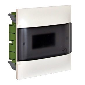  Legrand PractiboxS 1sor 6modul, gipszkartonba süllyeszthető kiselosztó (850°C), átlátszó füstszínű ajtóval, védőföld és nulla elosztókapoccsal - 134176