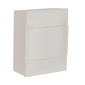   Legrand PractiboxS 1 sor 4 modul, falon kívüli kiselosztó, fehér ajtóval, védőföld és nulla elosztókapoccsal - 134204