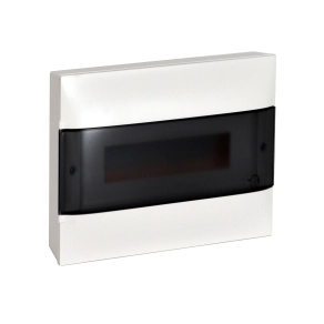   Legrand PractiboxS 1 sor 12 modul, falon kívüli kiselosztó(650°C), átlátszó füstszínű ajtóval, védőföld és nulla elosztókapoccsal - 135211