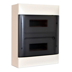   Legrand PractiboxS 2 sor 12 modul, falon kívüli kiselosztó(650°C), átlátszó füstszínű ajtóval, védőföld és nulla elosztókapoccsal - 135212