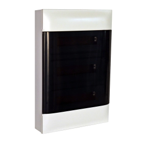   Legrand PractiboxS 3 sor 12 modul, falon kívüli kiselosztó(650°C), átlátszó füstszínű ajtóval, védőföld és nulla elosztókapoccsal - 135213
