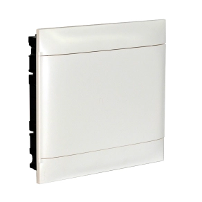   Legrand PractiboxS 2 sor 18 modul, téglafalba süllyeszthető kiselosztó(650°C), fehér ajtóval, védőföld és nulla elosztókapoccsal - 137147