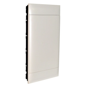   Legrand PractiboxS 4 sor 18 modul, téglafalba süllyeszthető kiselosztó(650°C), fehér ajtóval, védőföld és nulla elosztókapoccsal - 137149