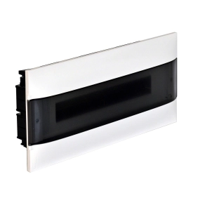   Legrand PractiboxS 1 sor 22 modul, téglafalba süllyeszthető kiselosztó(650°C), átlátszó füstszínű ajtóval, védőföld és nulla elosztókapoccsal - 137155