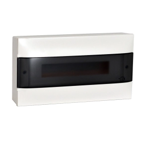  Legrand PractiboxS 1 sor 18 modul, falon kívüli kiselosztó(650°C), átlátszó füstszínű ajtóval, védőföld és nulla elosztókapoccsal - 137216