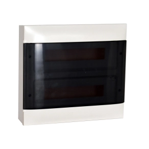   Legrand PractiboxS 2 sor 18 modul, falon kívüli kiselosztó(650°C), átlátszó füstszínű ajtóval, védőföld és nulla elosztókapoccsal - 137217