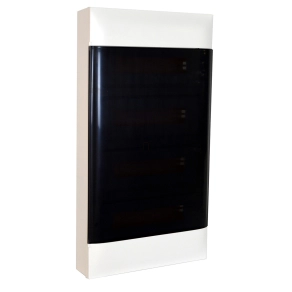   Legrand PractiboxS 4 sor 18 modul, falon kívüli kiselosztó(650°C), átlátszó füstszínű ajtóval, védőföld és nulla elosztókapoccsal - 137219