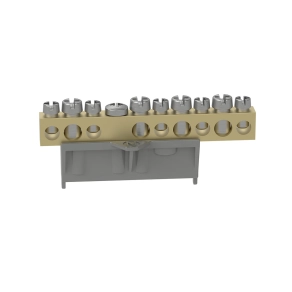   Legrand PractiboxS csavarral rögzíthető csupasz sárgaréz N elosztókapocs, 9 kötési pont, 4x16mm² + 5x10mm²; Icc=6 kA - 134011
