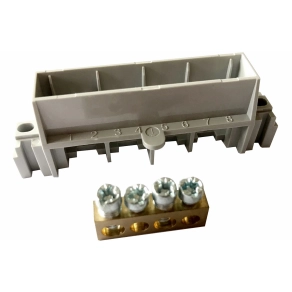   Legrand PractiboxS 4 modulos szekrényhez, 1 x (2x16mm² + 2x10mm²) csupasz PE elosztókapocs szigetelt tartóval; Icc=6 kA - 134800