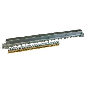   Legrand PractiboxS 12 modulos falon kívüli szekrényhez, 1 x (12x16mm² + 12x10mm²) csupasz PE elosztókapocs szigetelt tartóval; Icc=6 kA - 134803