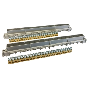   Legrand PractiboxS 12 modulos süllyesztett szekrényhez, 2 x (12x16mm² + 12x10mm²) csupasz PE+N elosztókapocs szigetelt tartóval; Icc=6 kA - 134812