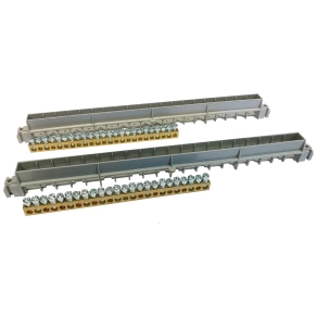   Legrand PractiboxS 12 modulos falon kívüli szekrényhez, 2 x (12x16mm² + 12x10mm²) csupasz PE+N elosztókapocs szigetelt tartóval; Icc=6 kA - 134813