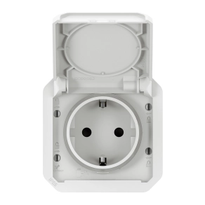  Legrand Plexo 55 2P+F csatlakozóaljzat csapófedéllel, rugós vezetékbekötéssel, fehér - 069640L