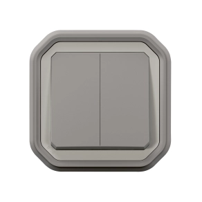   Legrand Plexo 55 süllyesztett kettős váltókapcsoló 10A, összeszerelt, szürke - 069815L