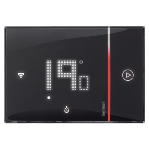   Legrand Smarther2 okos termosztát süllyesztett fekete színű csavaros sorkapcsos (230V~ L+N) közvetlen Wi-fi csatlakozás/Netatmo - 49039