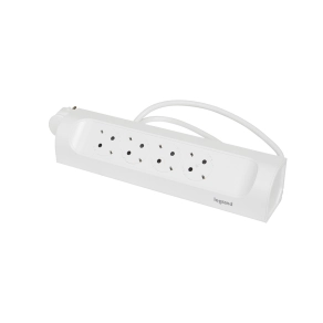   Legrand sarokba illeszkedő elosztósor 4x2P+F, 1 m vezetékkel, fehér - 694501