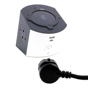   Legrand multifunkciós elosztó 2x2P+F, indukciós töltővel, USB-A + USB-C, 2 m vezetékkel, szürke-fehér - 694506