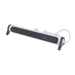   Legrand Premium elosztósor 5x2P+F, túlfeszültség-védelemmel, USB-A + USB-C, 1, 5 m vezetékkel, fehér/fekete - 694510