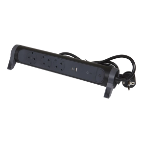   Legrand Premium elosztósor 3x2P+F, túlfeszültség-védelemmel, USB-A + USB-C, 1, 5 m vezetékkel, fekete - 694512