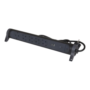   Legrand Hálózati elosztó 5db aljzat 1,5fm vezetékkel, túlfeszültség levezetővel,+USB-A + USB-C kapcsolóval, falra szerelhető, forgatható, fekete Premium 694514