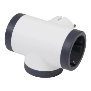   Legrand 3-as elágazású 2P+F elosztódugó, 16A, fehér-sötét szürke - 694520