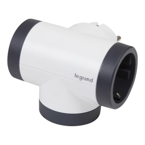   Legrand kettős 2P+F elosztódugó USB-A + USB-C forgatható, fehér-sötét szürke - 694522