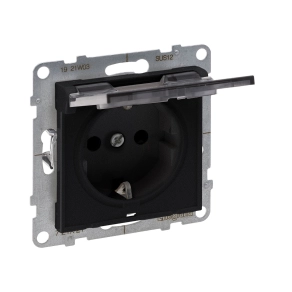   Legrand Suno 2P+F csatlakozóaljzat (rugós), biztonsági zsaluval, csapófedéllel IP21, fekete - 721427