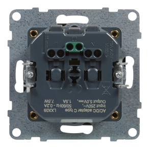   Legrand Suno 2P+F + USB-C csatlakozóaljzat (rugós), biztonsági zsaluval, fekete - 721429