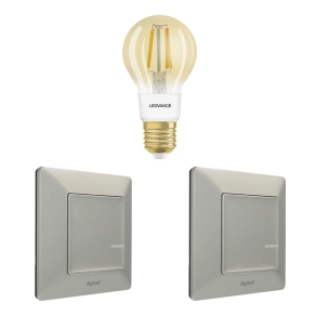   Legrand Smart Lighting okos otthon bővítőkészlet: filament fényforrás + 2 db Valena Life-Netatmo kapcsoló/dimmer (ETV), alumínium - 199323