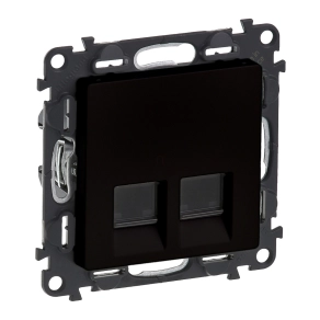   Legrand Valena Life 2xRJ45 Cat. 6A STP csatlakozóaljzat mechanizmus burkolattal, fekete - 756349